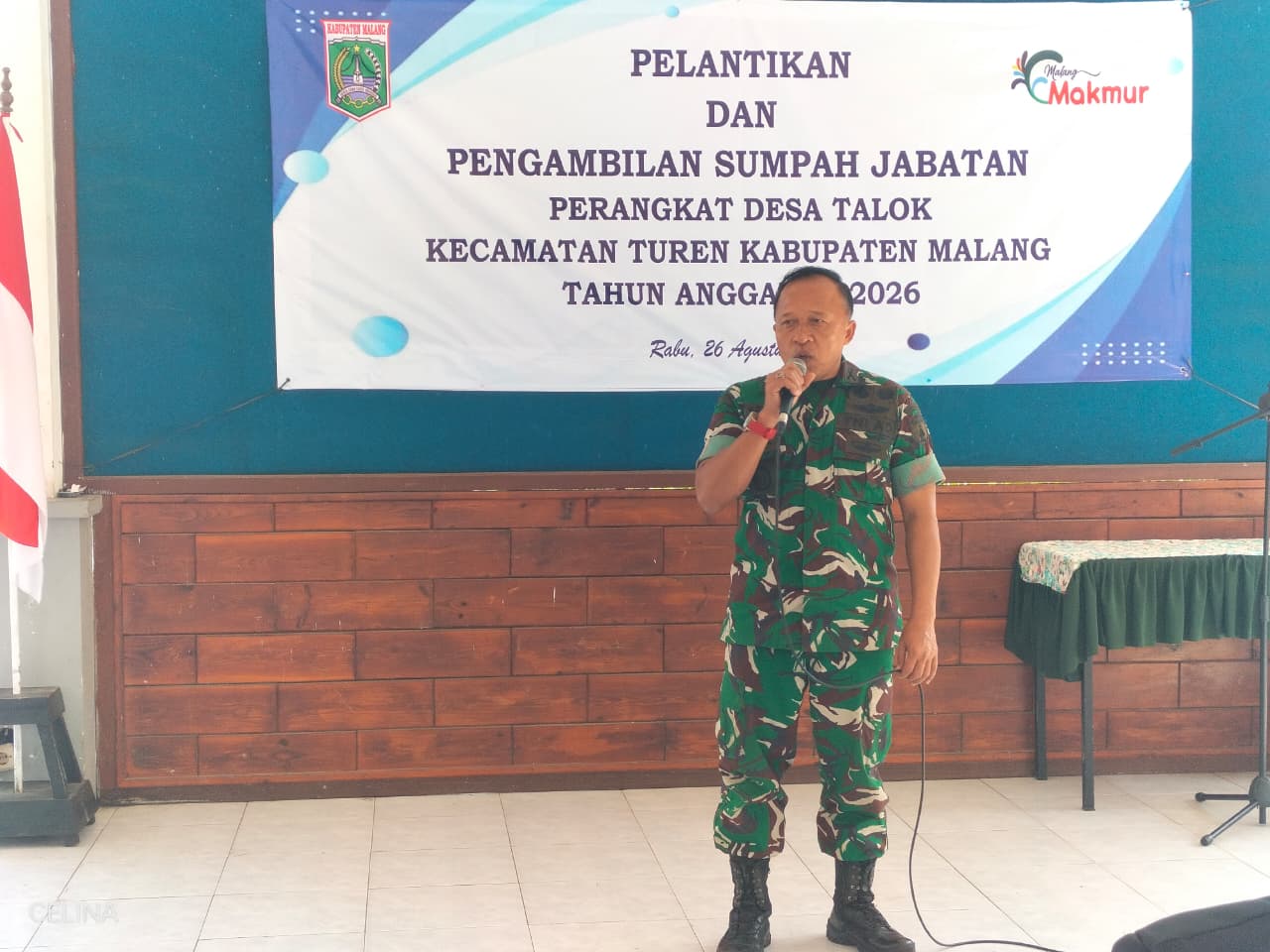 Danramil 14/Turen Hadiri Pelantikan dan Pengambilan Sumpah Jabatan Perangkat Desa Talok