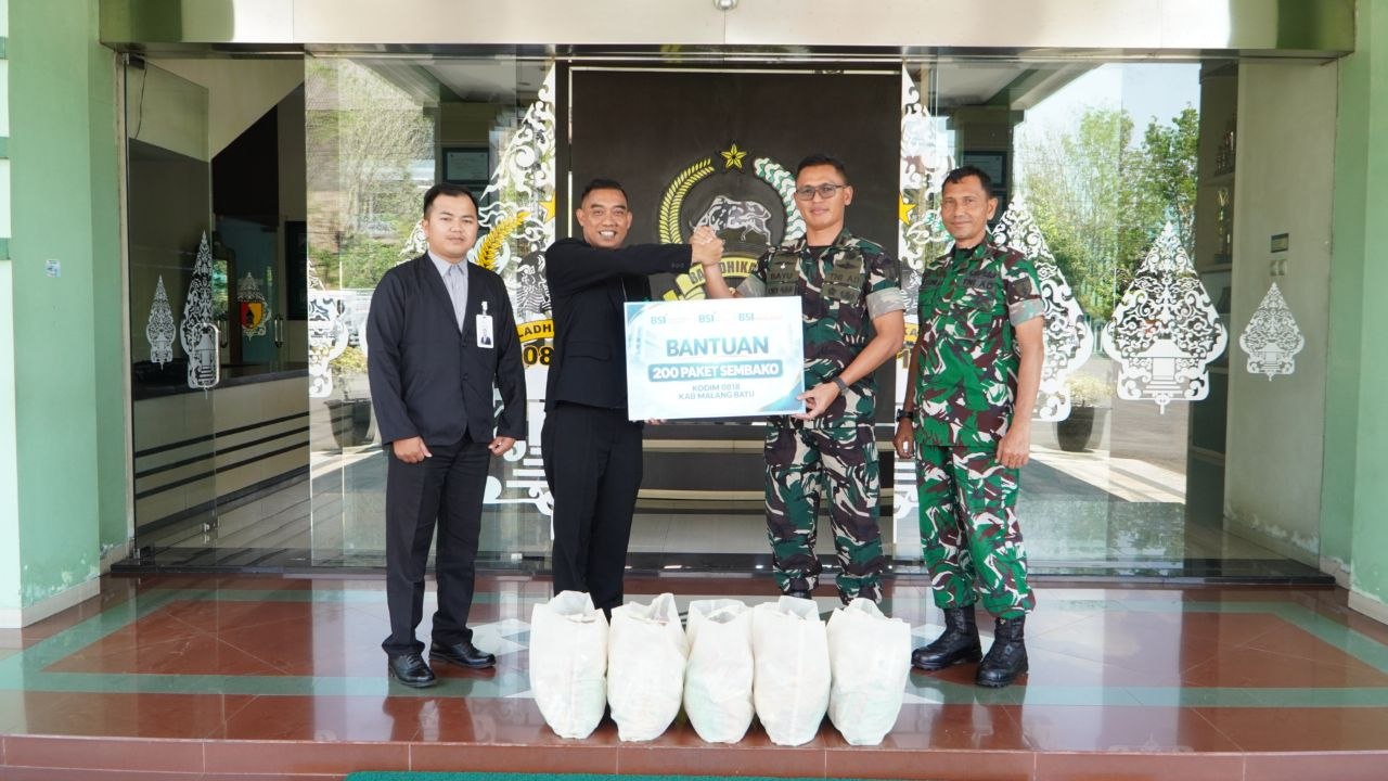 Sinergi untuk Rakyat, Kodim 0818/Malang-Batu Terima 200 Paket Sembako dari BSI untuk Warga Kurang Mampu